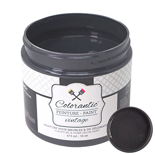 Colorantic-Bundle Dark Black Chalk Paint (Night,16 Oz) and Clear Wax (4 Oz)