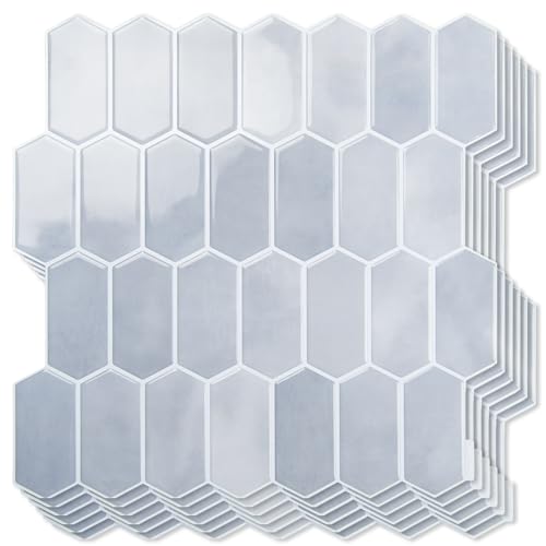 Art3d Hexagon Peel and Stick Backsplash, 10-Pack, 12 x 12 Inch, Light Blue - color: Light Blue, size: 12 x 12 Inch