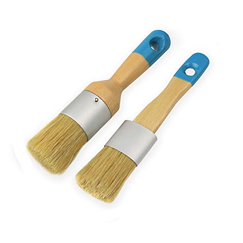 MAXMAN Chalk Paint Brush 2Pcs, Small Wax &Stencil Brushes, Natural Bristles - size: 2PCS-Small