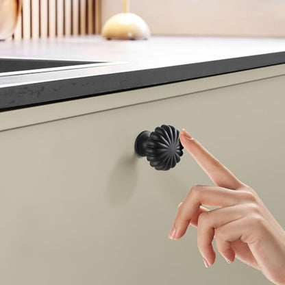 Matte Black Cabinet Knobs，10 Pack Solid Drawer Pulls for Dressers - color: Black