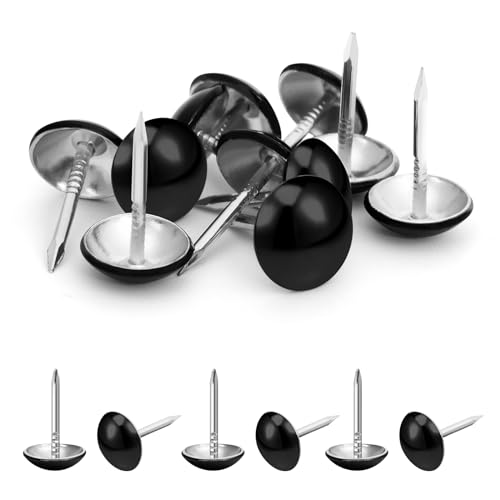 7/16 inch Diameter Upholstery Tacks, Nailhead Decorative Trim for Furniture, Black, 100 PCS - color: Black