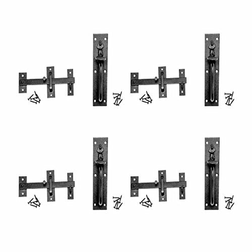 Renovators Supply Manufacturing Black Iron Norfolk Thumb Door Latches Traditional 7" H Suffolk Thumb Gate Or Door Latches Black Powder Coated Two Sided Colonial Locks with Mounting Hardware Pack of 4 - color: Black Iron Norfolk, size: Pack of 4