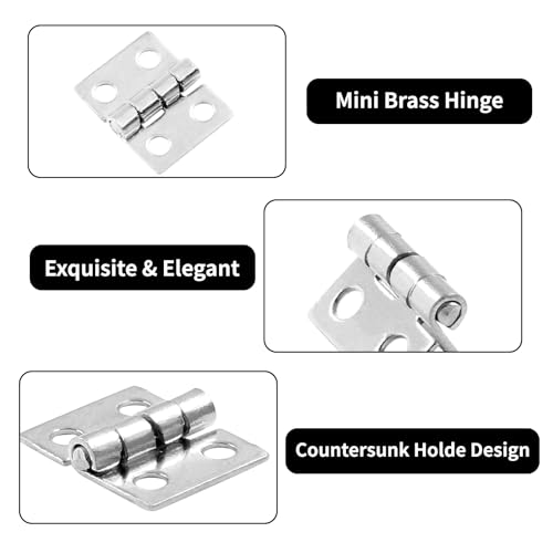 Murtenze 50PCS Silver Mini Brass Hinges, 10 x 8mm