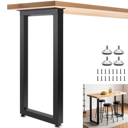 36 Inch Metal Bar Table Legs, Heavy Duty Steel Dining Table Legs with Adjustable Feet, Easy to Install, Black, Set of 2 for Workbench, DIY Furniture,36 inch Height x 13.8 inch Wide - size: H36"x W13.8" U Shape