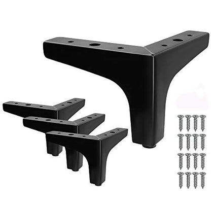 4 Pack 4 Inch Furniture Legs, Black Metal Polished Triangle Feet - color: Matte Black, size: 4 inches, 4 Pcs