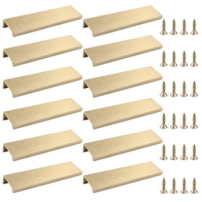 12 Pack 4.72"/120mm Brushed Brass Hidden Cabinet Pulls - color: Brushed Brass, size: 4.72"/120mm - 12 Pack