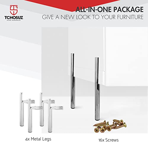 6 Inch Tapered Metal Legs,Side-Mount,4PCS Mid-Century Modern Chrome - color: Chrome, size: 6 in