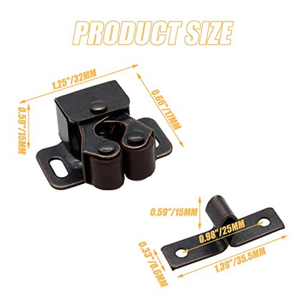 Double Roller Catch with Spear, Bronze Tone, 4 Pack - color: Brown