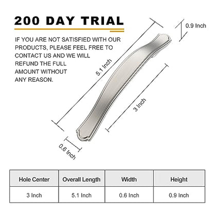 30 Pack Brushed Satin Nickel Kitchen Cabinet Handles Cabinet Pulls 3 inch Hole Center Cabinet Hardware Drawer Handles for Cabinet Dresser and Cupboard AT2792BSN - color: Brushed Satin Nickel, size: 3 Inch Hole Centers, style: 30 Pack