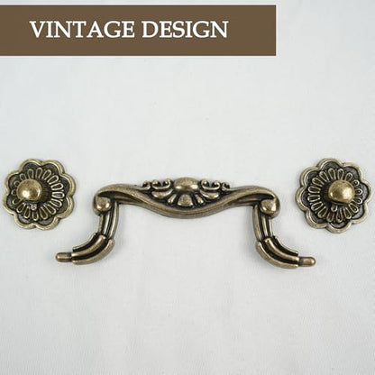 6 Pack Antique Brass Drop Bail Cabinets Pulls, 3" Hole Centers