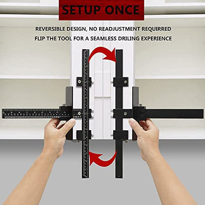 Cabinet Hardware Jig Tool All Aluminum Alloy,Adjustable Drill Guide Template Tool for Installation of Door Drawer Front Knobs Handles and Pulls