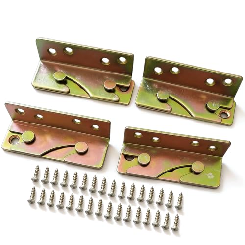 4PCS Bed Rail Brackets,Metal Bed Frame Bracket Hardware with Screw