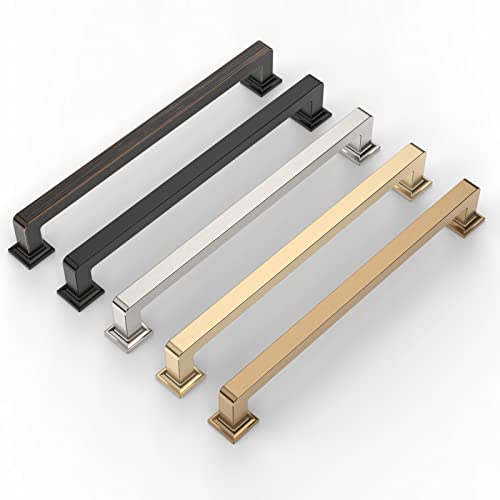 9BUILD Cabinet Handles, 10 Pack 7 Inch Matte Black, Kitchen Cabinet Hardware, Zinc, Durable, Easy to Install, Sturdy, for Cabinets, Wardrobe, Cupboard - color: Matte Black, size: 7"/177MM Hole Center