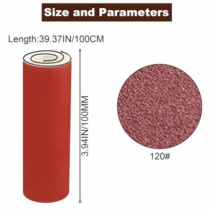 SEIWEI 120 Grit Sandpaper Roll, 1 Meter x 100mm Emery Cloth Roll, Continuous Abrasive Wet Dry Sanding Roll for Wood Furniture, Metal Polishing, Automotive Finishing, Flexible & Durable - size: P120