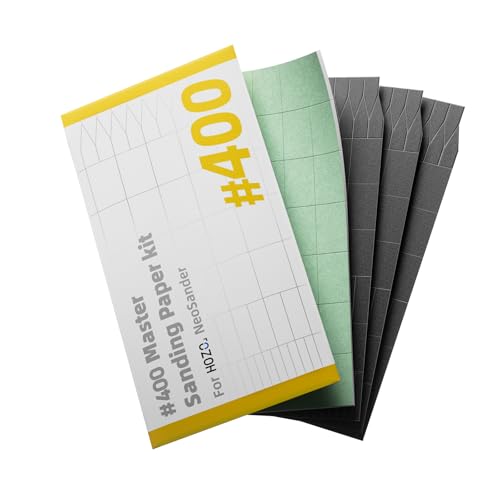 HOZO NeoSander 400 Grit Foam Master Sanding Paper, 4PCS Sandpaper (3 Standard + 1 Foam Backed),for Rapid Material Removal, Shaping & Surface Preparation, Ideal for Resin, 3D Prints & DIY Projects - size: 400Grit