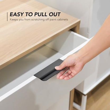 Matte Black Cabinet Handles Finger Edge Pulls 4 Inch CC 10 Pack - color: Matte Black, size: 102mm/4" Overall Length
