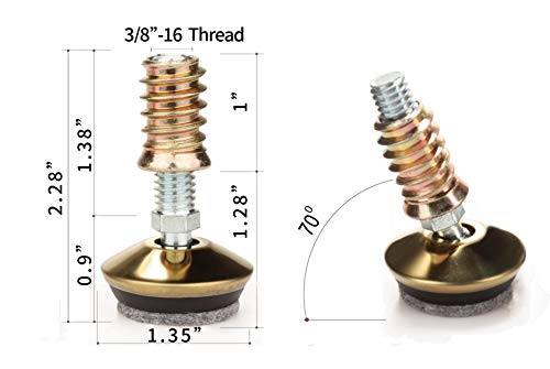 Swivel Furniture Levelers 3/8"-16 Thread with Felt Pads 8PK