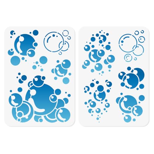 2Pcs Bubbles Stencils for Painting, 11.69"x8.27" Reusable Plastic Blowing Bubbles Stencil Drawing Template, DIY Craft Paint Templates for Wall Home Decor Wood Burning Canvas Journal Paper - style: Bubbles