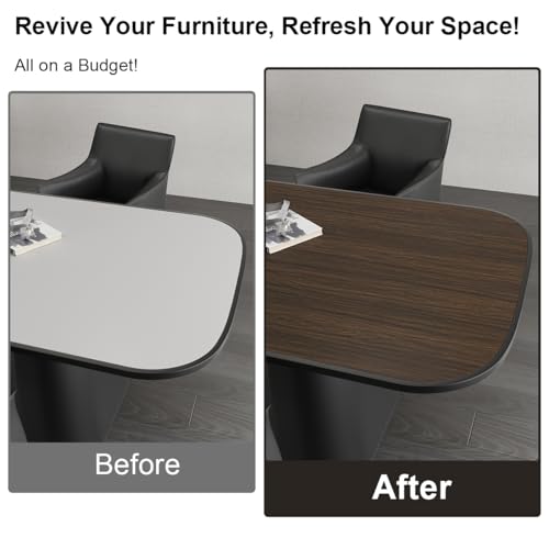 Walnut Wood Grain Contact Paper Peel and Stick Self Adhesive Wallpaper Dark Brown Wood Contact Paper for Furniture Countertops Bubble Free Design Thick Removable Waterproof Top Vinyl Wrap 16''x354'' - color: Walnut Brown, size: 16" x 354"