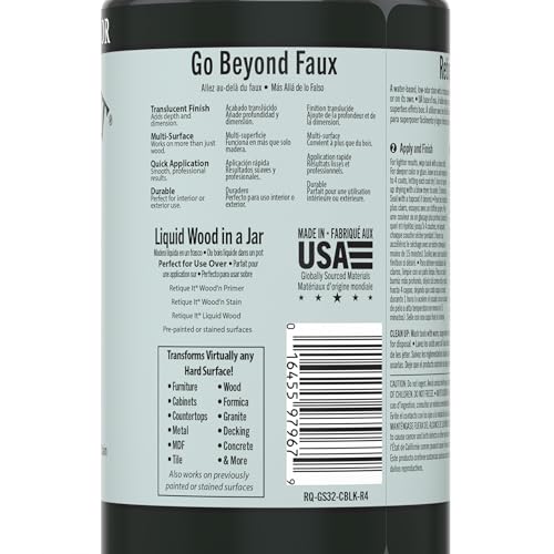 Water-Based Gel Stains by Retique It (32oz Stain, 10 Classic Black) - color: 10 Classic Black, size: 32oz Stain
