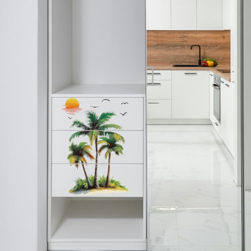 Peacoblue Palm Tree and Sunset Rub On Transfers for Furniture Craft 6"x12" - style: Palm Trees and Sunset