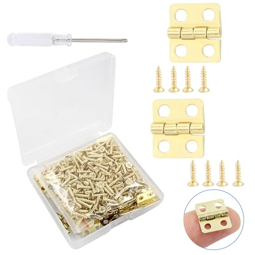 Biaungdo Metal Mini Hinges, 13x12mm, Golden, 60 Pcs - color: Yellow, size: 13x12mm,60Pcs