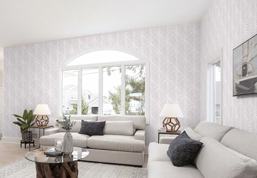 Safiyya Peel and Stick Wallpaper Boho Contact Paper 17.3"x196" Pink Geometric Modern Wall Paper Self Adhesive Removable Wallpaper for Bedroom Vinyl Rolls - color: Pink and White, size: 17.3" × 196"