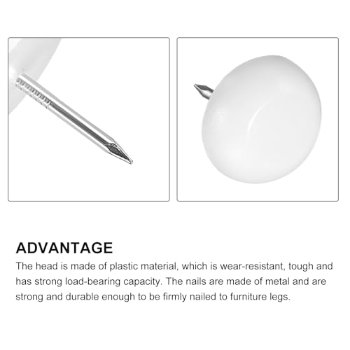 METALLIXITY Furniture Feet Nail (15mm/059in) 30Pcs, Plastic Circular Slope Chair Glides Sliders - for Chairs Sofa Furniture Sliders Protector Pad, White