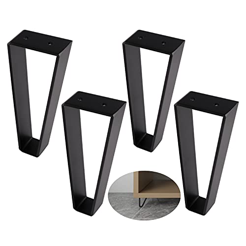 Osring 8 Inch Trapezoid Furniture Legs, Black Metal Coffee Table Feet 4pcs - color: Black, size: 8 Inch