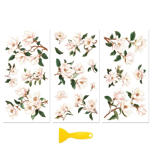 Peacoblue Chinese Aesthetic Magnolia Rub On Transfers for Furniture 6"x12" - style: Chinese Aesthetic Magnolia