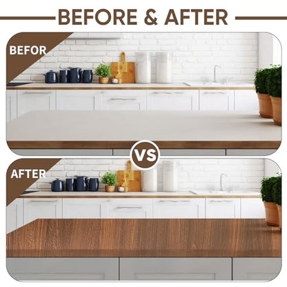 Brown Walnut Wood Look Paint Kit for Furniture, Countertop - color: Brown Walnut, size: 59.5 Fl Oz (Pack of 1)