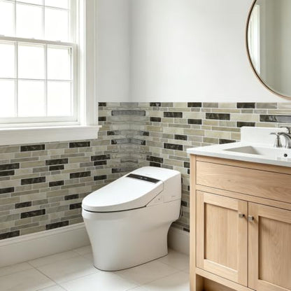 Art3d Linear Subway Design Peel and Stick Backsplash, 20-Sheet, Light Brown - color: Light Brown