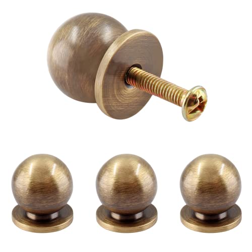 Jiozermi 4 Pack Mini Round Solid Brass Knobs, 3/4 Inch, Bronze - color: Bronze, size: 3/4 Inch(18.8mm)