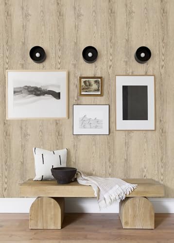 GloryTik 393.7"X17.7" Light Brown Wood Grain Contact Paper Faux Wood Peel and Stick Wallpaper Wood Removable Self Adhesive Waterproof Wallpaper - color: Light Brown, size: 17.7" x 393.7"