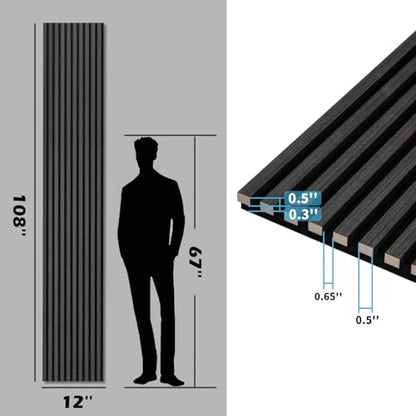 Art3d 3D Fluted Soundproof Wood Textured Slat Wall Panel, 4-Pack, Blackwood - color: Blackwood, size: 4pcs - 108" x 12"