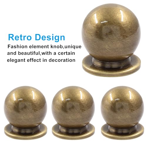 Jiozermi 4 Pack Mini Round Solid Brass Knobs, 1 Inch, Bronze - color: Bronze, size: 1 Inch(25mm)