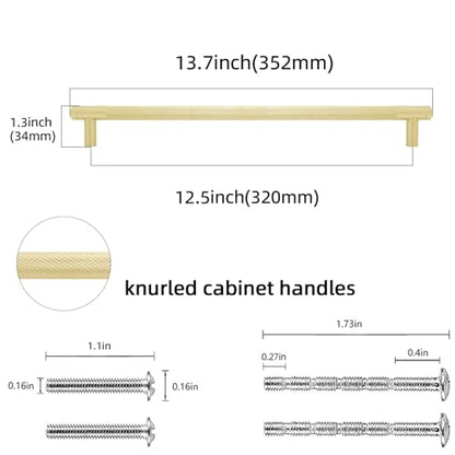 6 Pack 12.6 Inch Brushed Brass Kitchen Cabinet Handles - color: Brushed Brass, size: 12-5/8'' Hole Center(320mm)