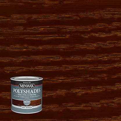 Minwax PolyShades Wood Stain + Polyurethane Finish – ½ Pint, Mission Oak, Gloss - color: Mission Oak, size: 0.25 Quart, style: Gloss