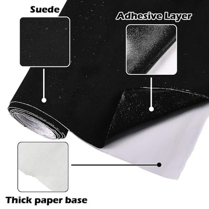 Suede Car Vinyl Wrap, Stretch Adhesive Film, Black, 39.37"x 60" - color: Black, size: 39.37" x 60"