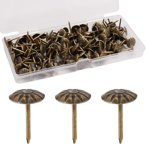 Antique Brass Upholstery Tacks, 120PCS, 7/16 Inch - color: Bronze