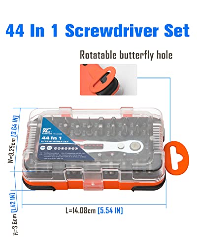 ROTATION 44pc Bit Set with 1/4 Mini Ratchet Offset Screwdriver - style: 44pc