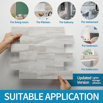 Art3d Peel and Stick Backsplash, Stick on Wall Tile, 10-Pack, Biege Marble - color: Biege Marble
