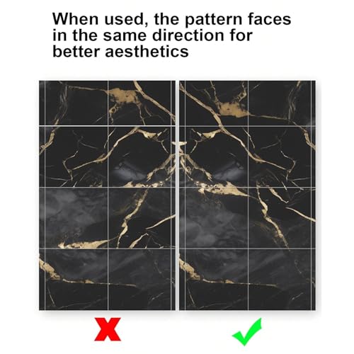 Chejiaye 10pcs Marble Peel and Stick Backsplash Waterproof Washroom Wall Panels, Peel and Stick Tile, PVC Foam Wall Panels for Kitchen,Bathroom,Living Room,Black Gold(Not Real Tile,11.8" x 11.8") - color: Black Gold, size: 11.8" x 11.8" x 10Pack