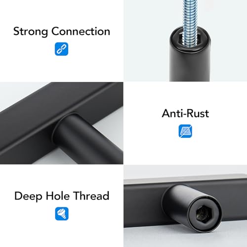 HOME EDIT 10 Pack Matte Black Cabinet Knobs 2 in, Black Square Bar Hardware - color: Black&square Bar