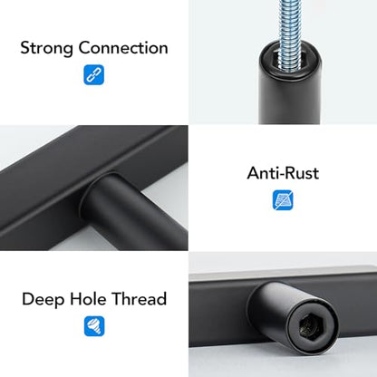 HOME EDIT 10 Pack Matte Black Cabinet Knobs 2 in, Black Square Bar Hardware - color: Black&square Bar