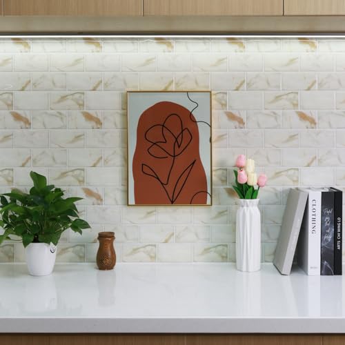 STICKGOO 10-Sheet Subway Tile Peel and Stick Backsplash, Self Adhesive Vinyl Wall Tiles, Stick on Backsplash for Kitchen and Bathroom(Thicker Design) - color: Calacatta Marble