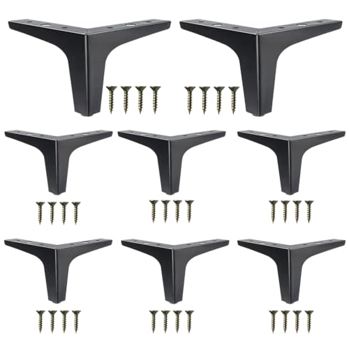 8 Pcs 4 Inch Metal Furniture Legs Black - size: 4 inch (8PCS)