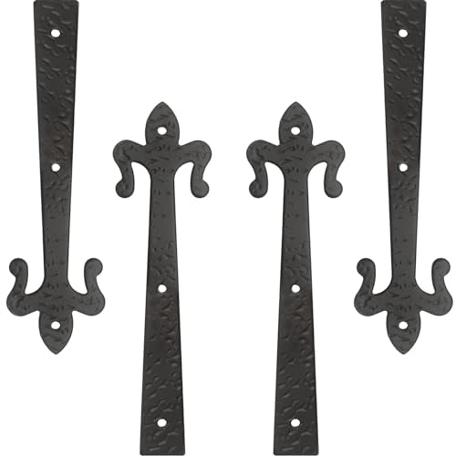 Decorative Barn Door Bracket 8 in Dummy Gate Hinge Garage Door Strap Hinges Matte Black Rustic I Brackets Hardware Decorator for Shutters Farmhouse Gardengate Box Fence Cabinet - size: 8 IN - I Shape