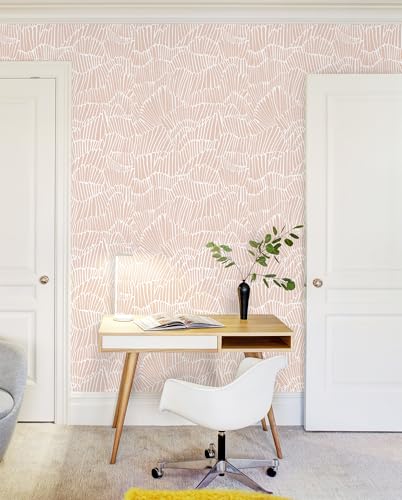 Guvana Pink Wallpaper Peel and Stick Modern Light Pink and White Wall Paper - color: Pink and White, size: 17.3" x 118"