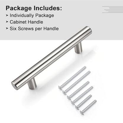 Gobrico 5 Pack 3 Inch (76mm) Hole Center Cabinet Pulls, Brushed Nickel Kitchen Cabinet Handles, T Bar Style Drawer Pulls, Stainless Steel Cabinet Handles, 5'' Overall Length - color: Brushed Nickel, size: 3 Inch Hole Center